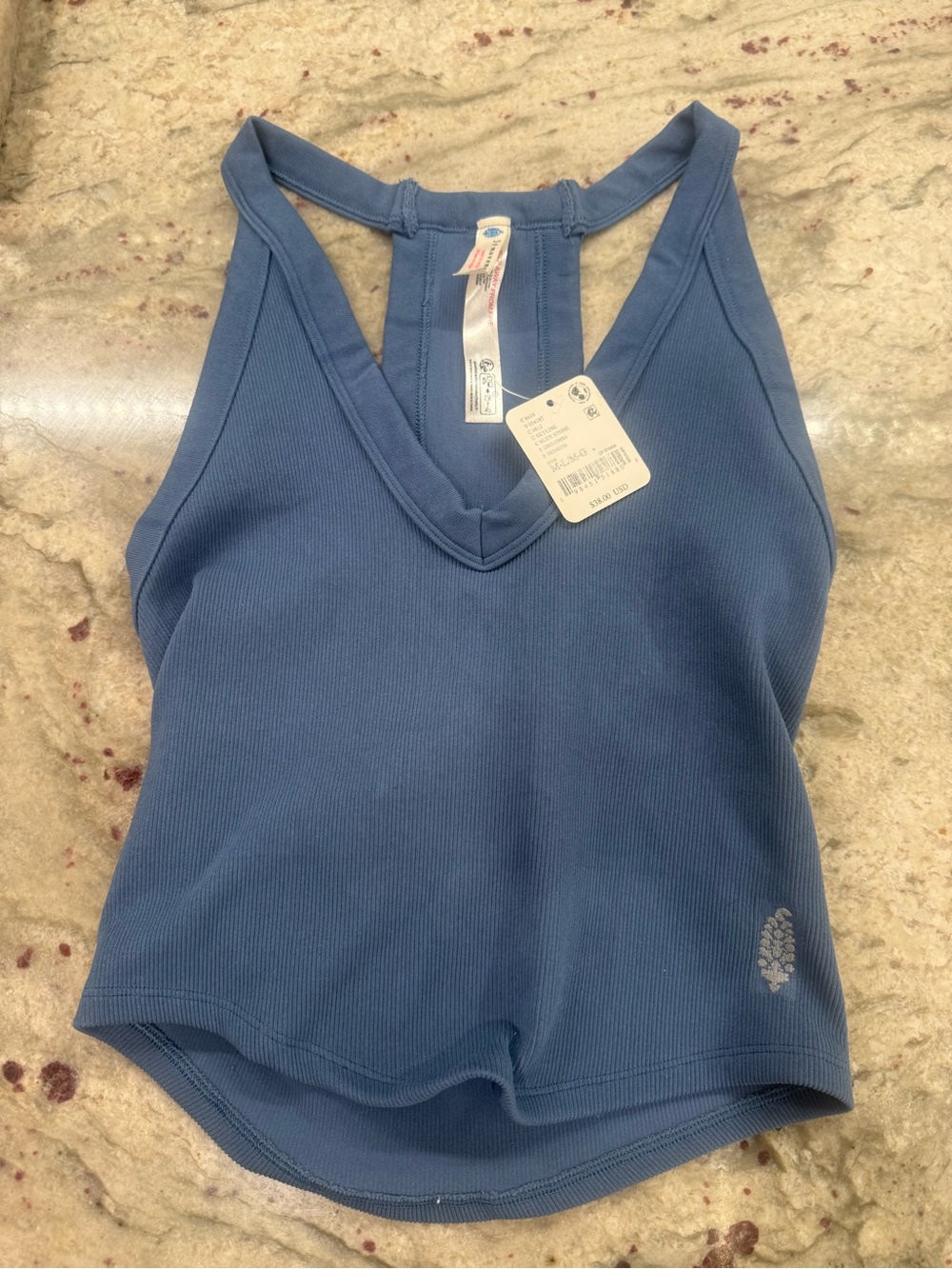 Free People Movement Racerback Ribbed Tank Top - Blue Size M/L NWT